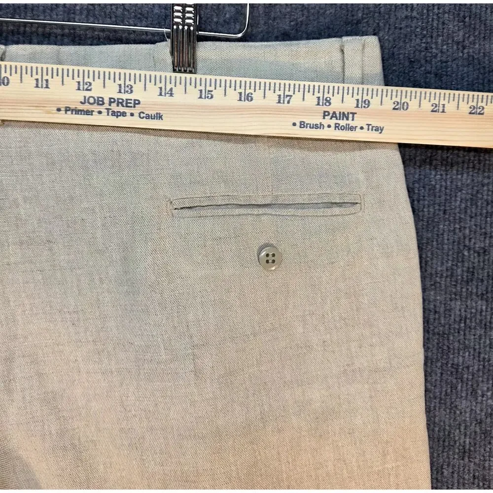 Dockers No Wrinkle Linen Pants Men 40x32 Tan Classic Fit Pleated Cuffed Preppy